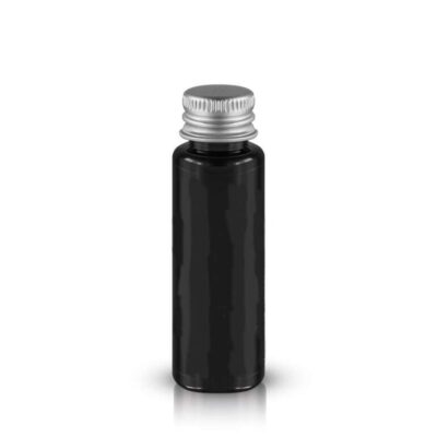 25-ml-Flasche, schwarz, mit Alukappe